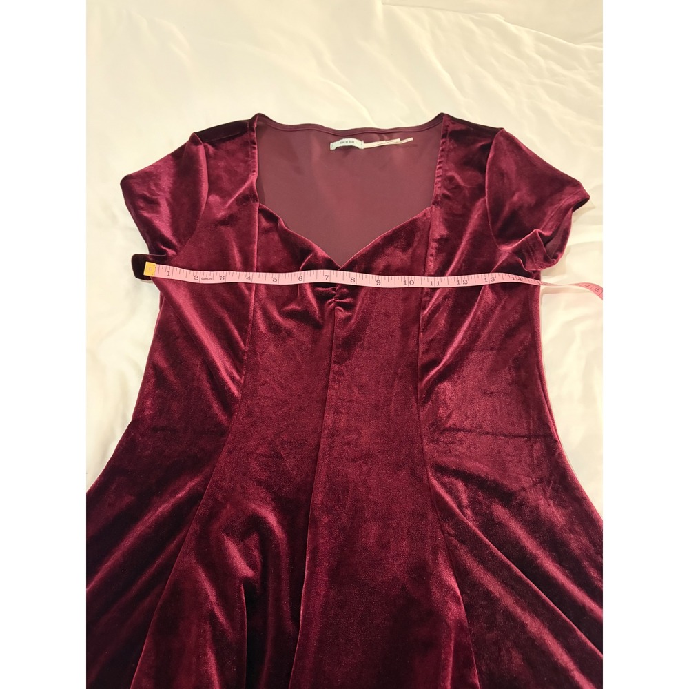 Kimchi Blue Burgundy Velvet Mini Dress Sweetheart Skater Fit Flare Wine Red M - Picture 7 of 8